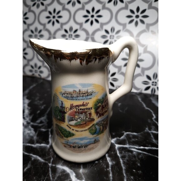 Memphis Tennessee souvenir vase vintage farmhouse pitcher creamer - Picture 1 of 4